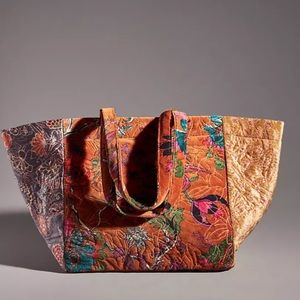 Anthropologie large velour tote NWT